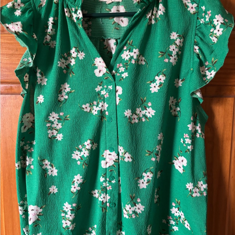 Floral Green Women's Top
